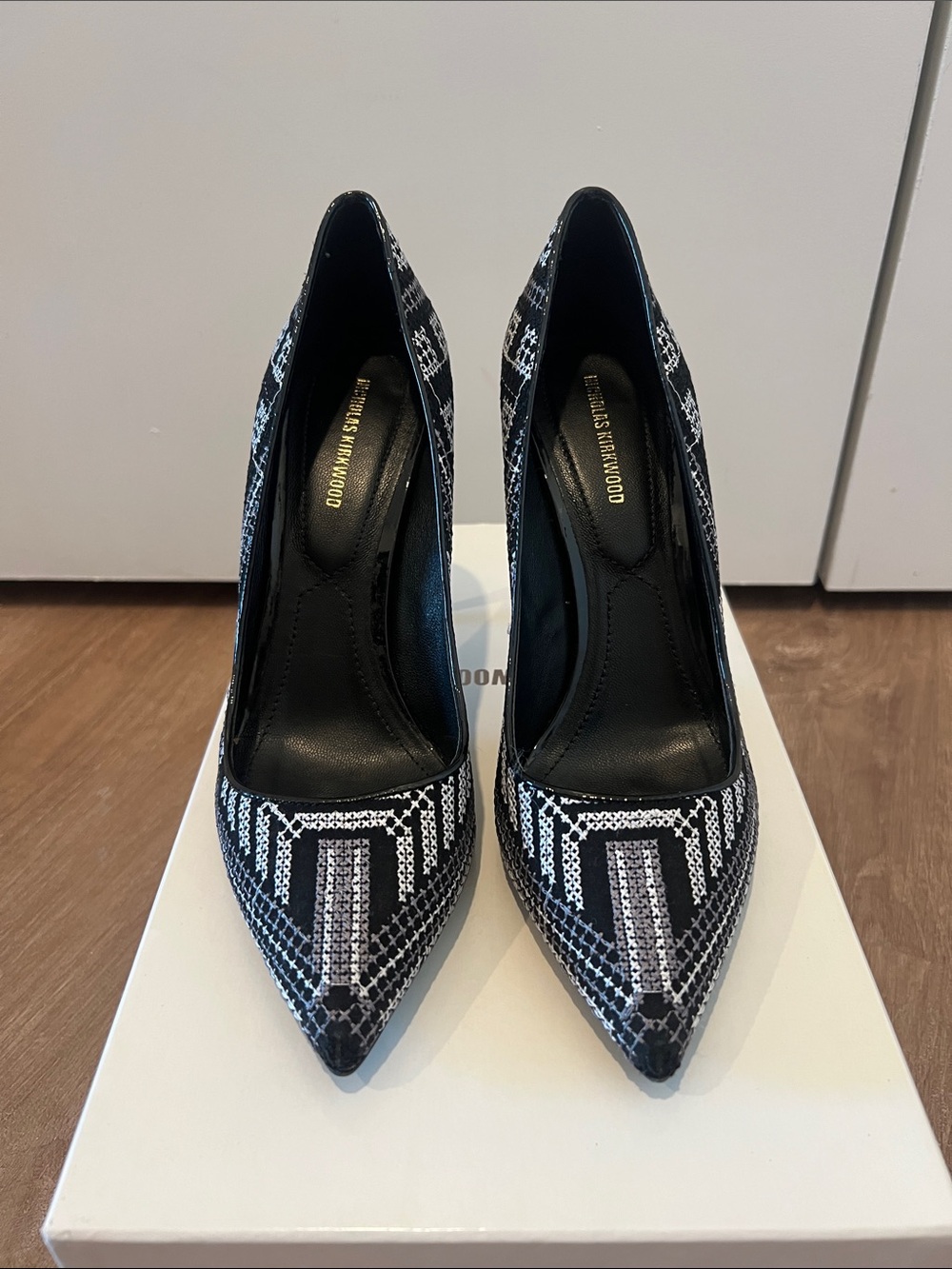 Nicholas Kirkwood Black & White Geometric Pointed-Toe Pumps